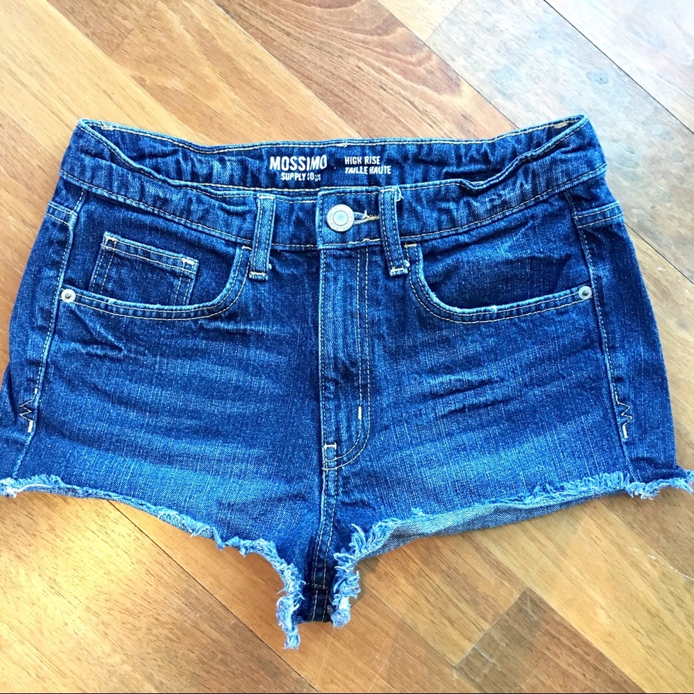 High-Waisted Cutoff Denim Shorts Dark Wash